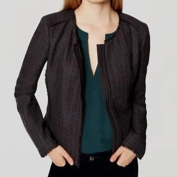LOFT Jackets & Blazers - Ann Taylor LOFT Women’s Tweed Lined Zip Up Jacket Blazer Size 8